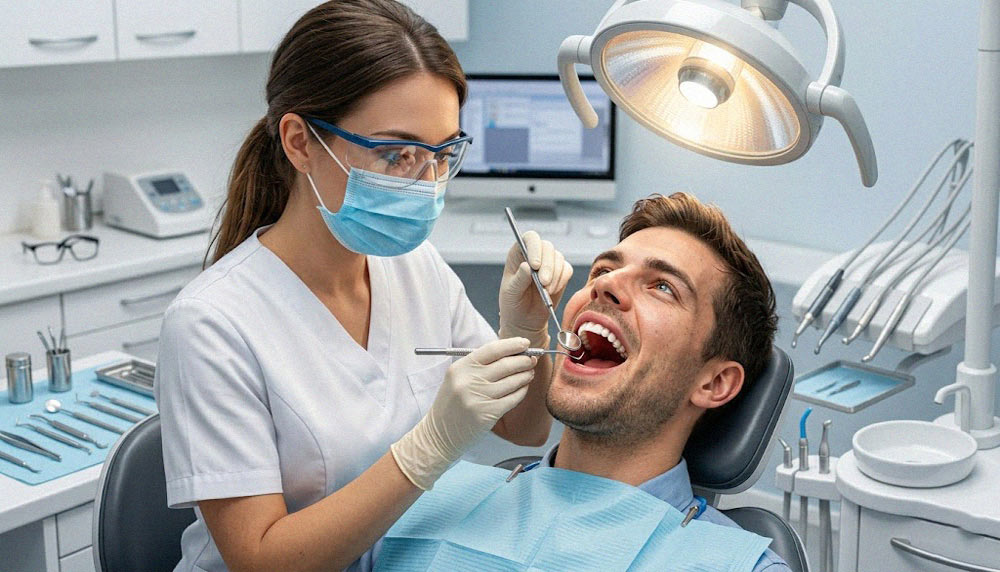 معاینه لثه توسط دندانپزشک